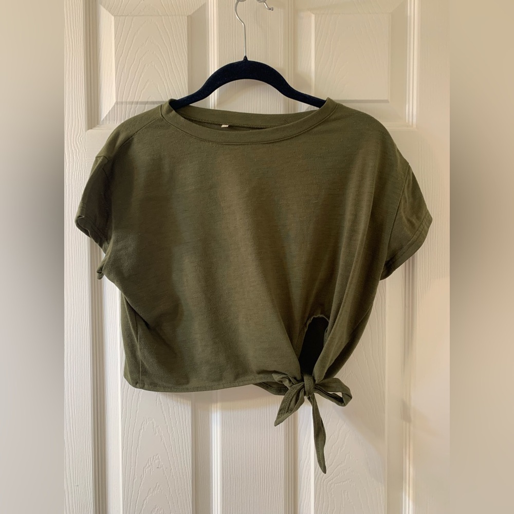 Olive green multi style crop top
